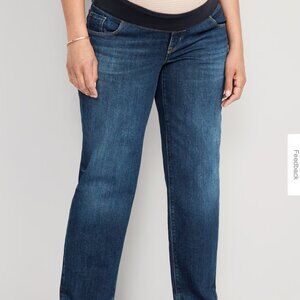 NWT OLD NAVY MATERNITY FRONT LOW PANEL OG LOOSE JEANS SHELDON COLOR DARK BLUE 10